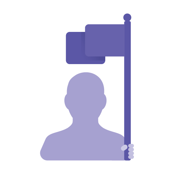 Silhouette of person with flag representing independence